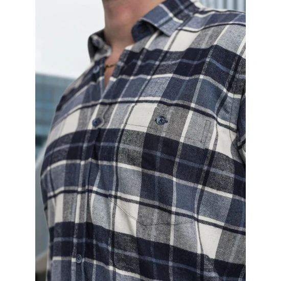 Vyriški tamsiai mėlyni languoti marškiniai Marino Marškiniai