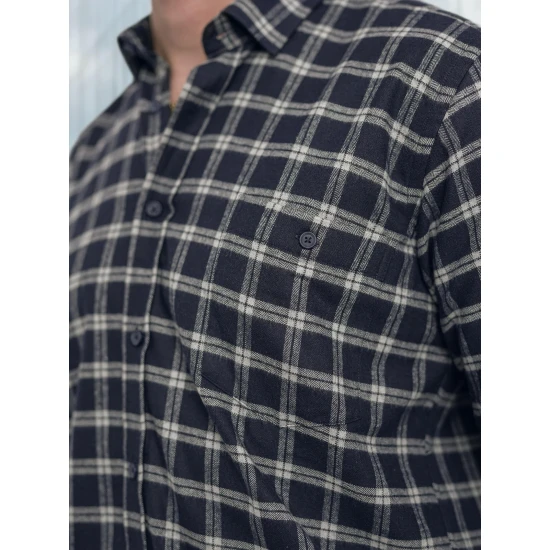 Vyriški tamsiai mėlyni languoti marškiniai Marino Marškiniai