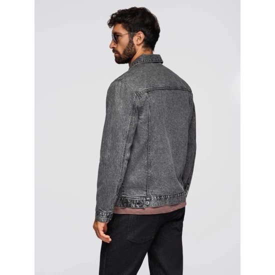 Vyriška tamsiai pilka džinsinė striukė Auger Rudeninės / Pavasarinės