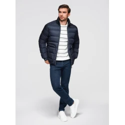 Vyriška dygsniuota tamsiai mėlyna striukė Wudi