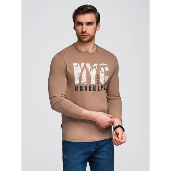 Vyriški rudos spalvos marškinėliai ilgomis rankovėmis Nyc Palaidinės