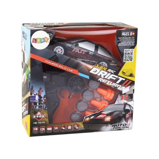 Nuotoliniu būdu valdomas sportinis automobilis R/C 1:24 Juodi keičiami ratai Radijo bangomis valdomi žaislai