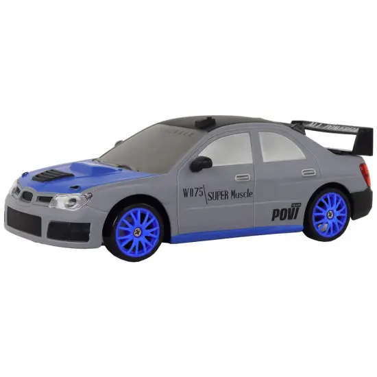 Nuotoliniu būdu valdomas sportinis automobilis R/C 1:24 pilkos spalvos keičiamais ratais Radijo bangomis valdomi žaislai