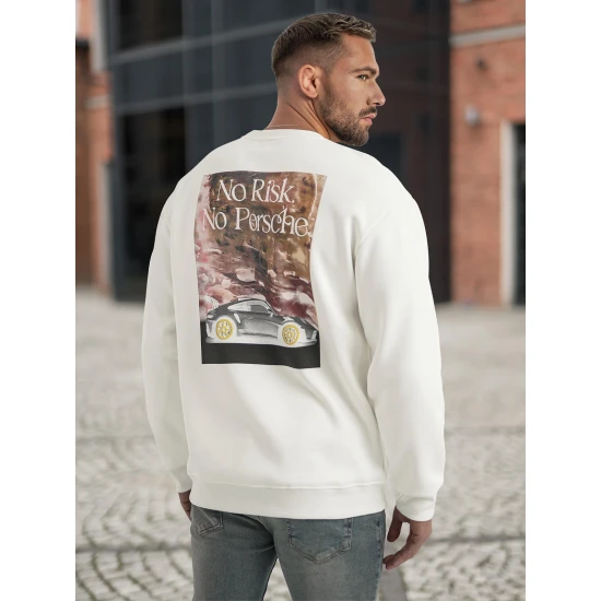 Vyriškas baltas džemperis be gobtuvu Risk Džemperiai su užrašais