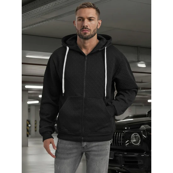 Vyriškas juodas džemperis su gobtuvu Sport Džemperiai su gobtuvu