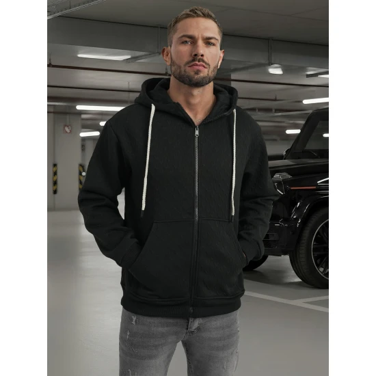 Vyriškas juodas džemperis su gobtuvu Sport Džemperiai su gobtuvu