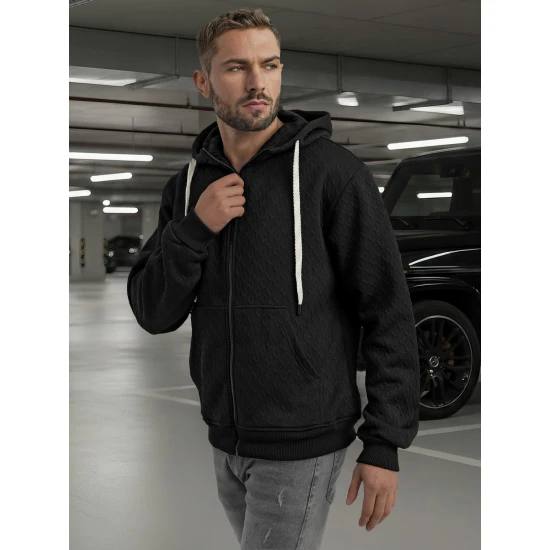 Vyriškas juodas džemperis su gobtuvu Sport Džemperiai su gobtuvu