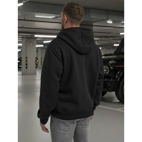 Vyriškas juodas džemperis su gobtuvu Sport Džemperiai su gobtuvu