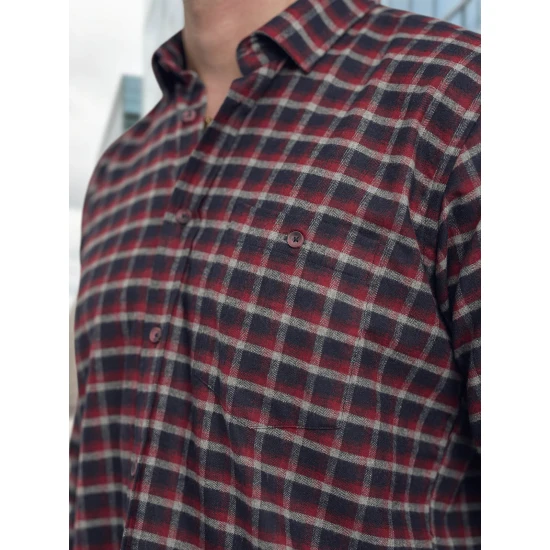 Vyriški tamsiai mėlyni-bordo languoti marškiniai Marino Marškiniai