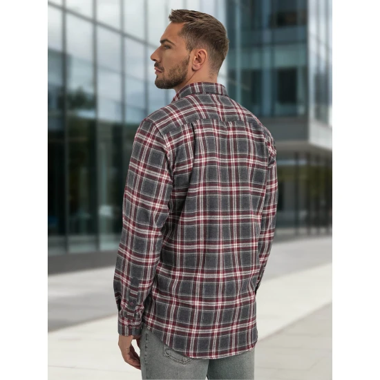 Vyriški bordo-pilki languoti marškiniai Marino Marškiniai