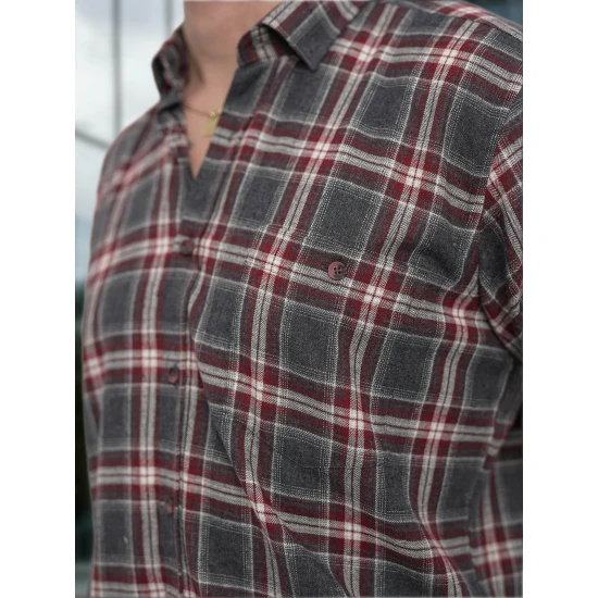 Vyriški bordo-pilki languoti marškiniai Marino Marškiniai