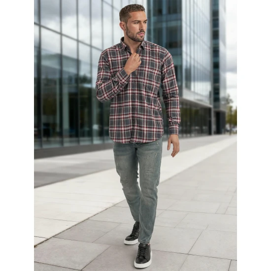 Vyriški bordo-pilki languoti marškiniai Marino Marškiniai