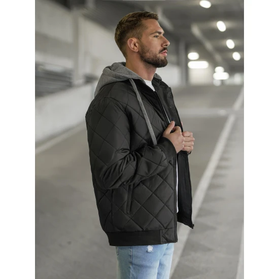 Juoda vyriška striukė su gobtuvu Lator JS/8M986/392