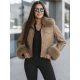Moteriška rusva odinė striukė su kailiuku Portal Moteriškos striukės