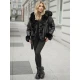 Moteriška juoda striukė su juodu kailiu Nikol Striukės