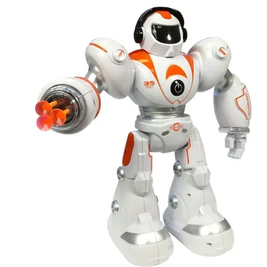 Nuotoliniu būdu valdomas R/C robotas šaudo raketas Radijo bangomis valdomi žaislai