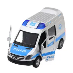 Policijos automobilis su šviesos ir graso efektu