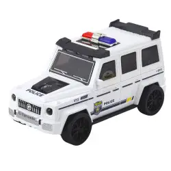Baltas policijos automobilis su šviesos ir garso efektu