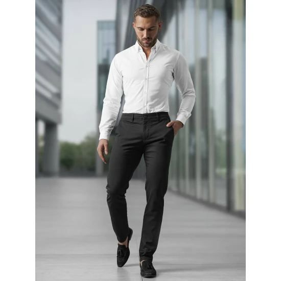 Vyriškos juodos chino kelnės Reno