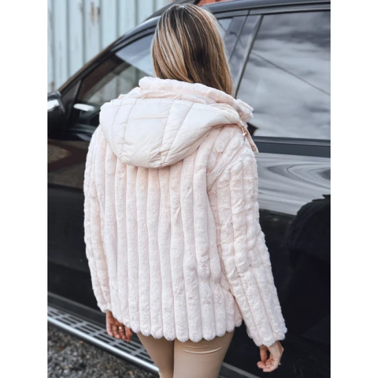 Moteriškas rusva kailinis švarkas su gobtuvu Marly Moteriškos striukės