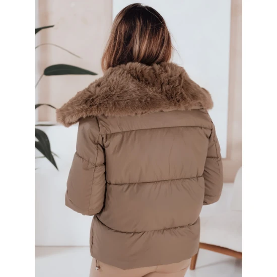 Moteriška ruda trumpa striukė su kailiu Flora Striukės