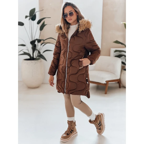 Moteriška žieminė rudos spalvos striukė Varel Moteriškos striukės