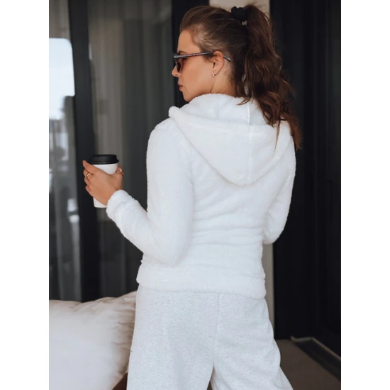 Moteriškas baltas džemperis su gobtuvu Alan