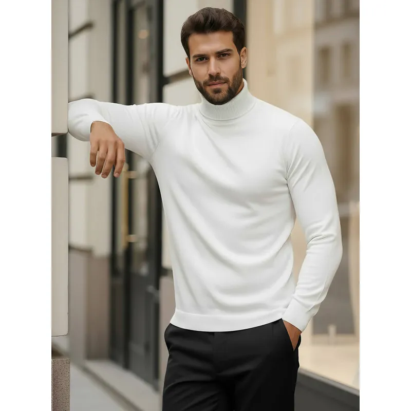 Men's white high neck sweater Lenox Sweaters