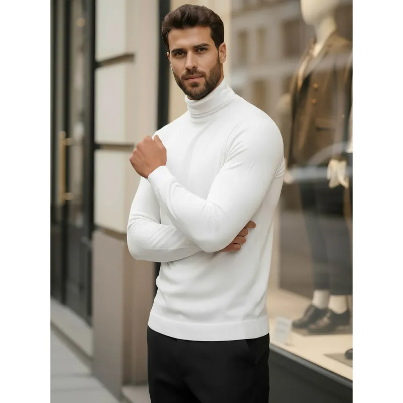Men's white high neck sweater Lenox Sweaters