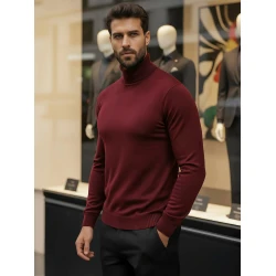 Meeste bordoopunane kõrge kaelusega džemper Lenox