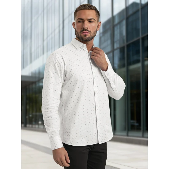 Vyriški balti taškuoti marškiniai Royal Marškiniai