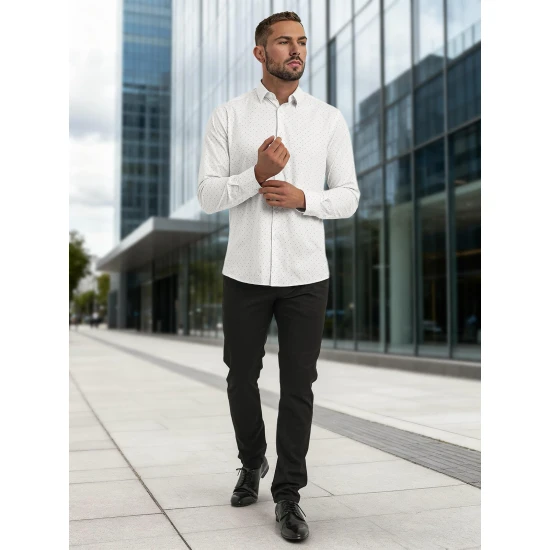 Vyriški balti taškuoti marškiniai Royal Marškiniai
