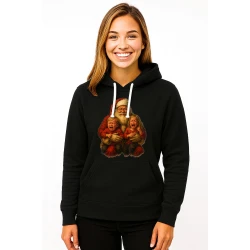 Juodas džemperis su gobtuvu Kalėdų senelis su vaikais