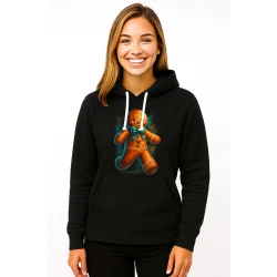 Juodas džemperis su gobtuvu Imbierinis sausainis