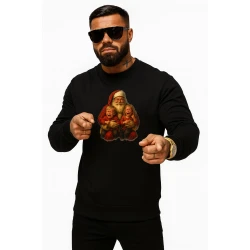 Vyriškas juodas džemperis Kalėdų senelis su vaikais