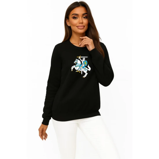 Moteriškas juodas džemperis be gobtuvo Vytis Džemperiai be gobtuvo