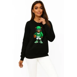 Moteriškas juodas džemperis Meškinas su kamuoliu