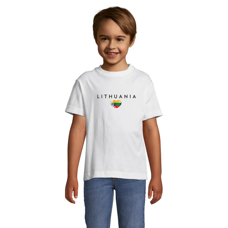 Детская белая футболка Lithuania (черная)