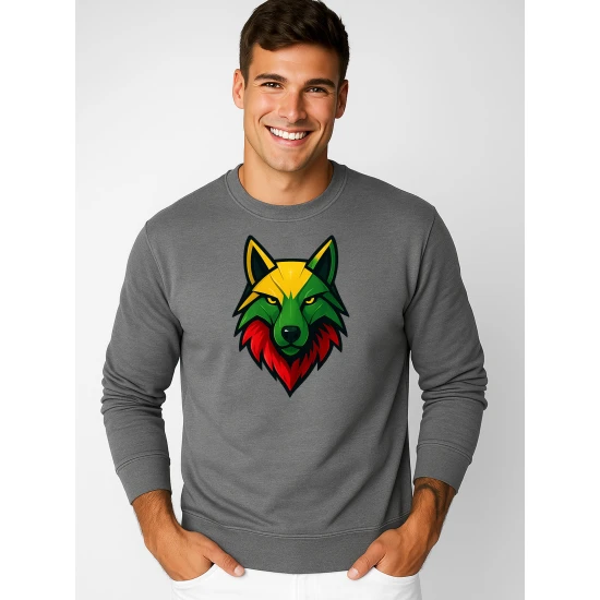 Vyriškas pilkas džemperis be gobtuvo Vilkas Džemperiai su gobtuvu