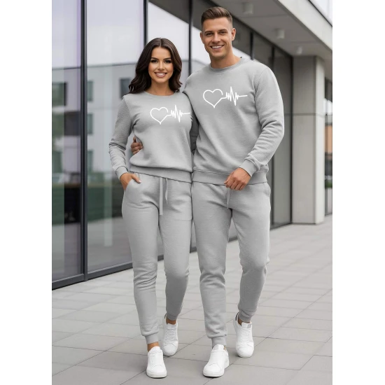 Šviesiai pilki džemperiai Širdis (baltas)