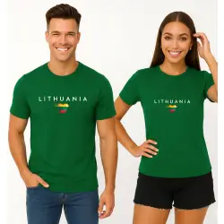Tamsiai žalių marškinėlių komplektas Lithuania (baltas)