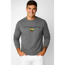 Vyriškas tamsiai pilkas džemperis Lithuania (juoda)