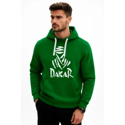 Vyriškas tamsiai žalias džemperis su gobtuvu Dakar (baltas)