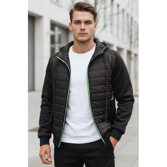 Juodos spalvos vyriška striukė su gobtuvu Bastin TX4394