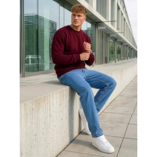 Vyriškas bordo džemperis be gobtuvo Steel Džemperiai be gobtuvo