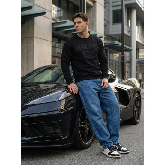 Juodas džemperis be gobtuvo Canada Džemperiai be gobtuvo