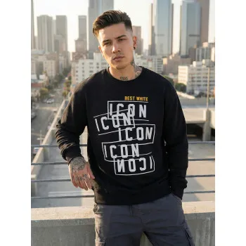 Men's black sweatshirt Best white