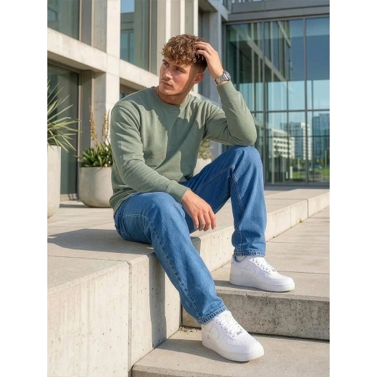 Vyriškas chaki džemperis be gobtuvo Steel Džemperiai be gobtuvo