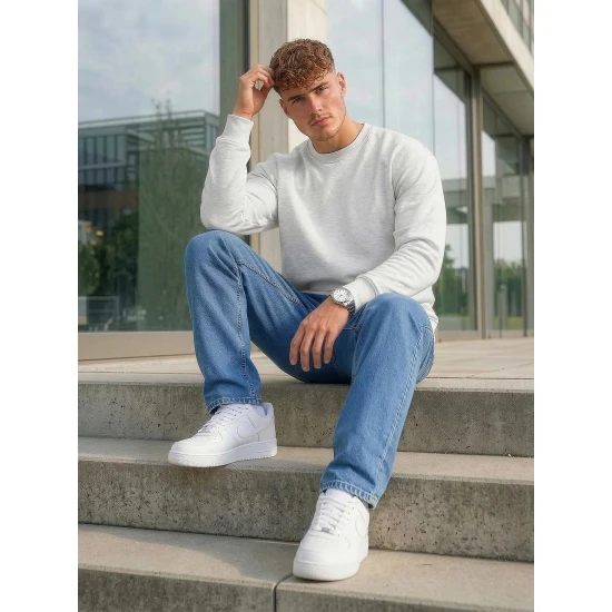 Vyriškas šviesiai pilkas džemperis be gobtuvo Steel Džemperiai be gobtuvo