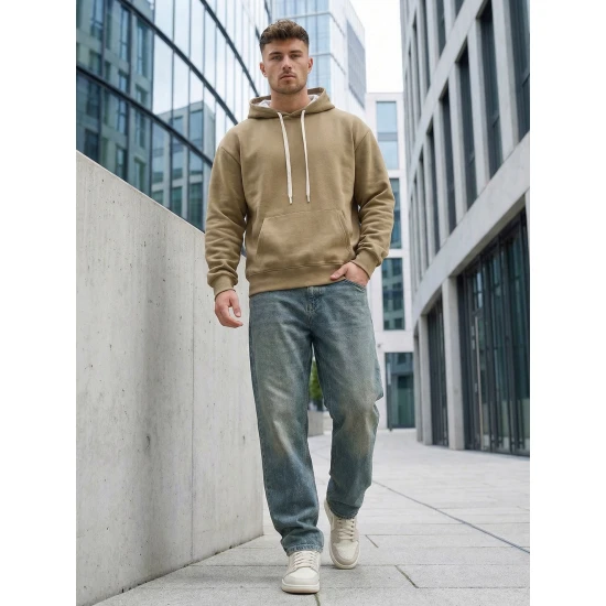 Vyriškas rusvas džemperis Ostin Vyriški džemperiai su gobtuvu